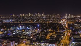Fast night highway/city street in Tel Aviv hyper-lapse  video 4k