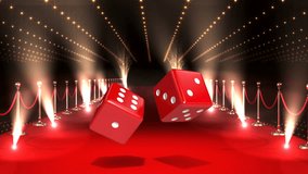 Digital composite of Dice casino with flashing lights and red carpet - Powered by Shutterstock - Get 15% off with code: PIKWIZARD15