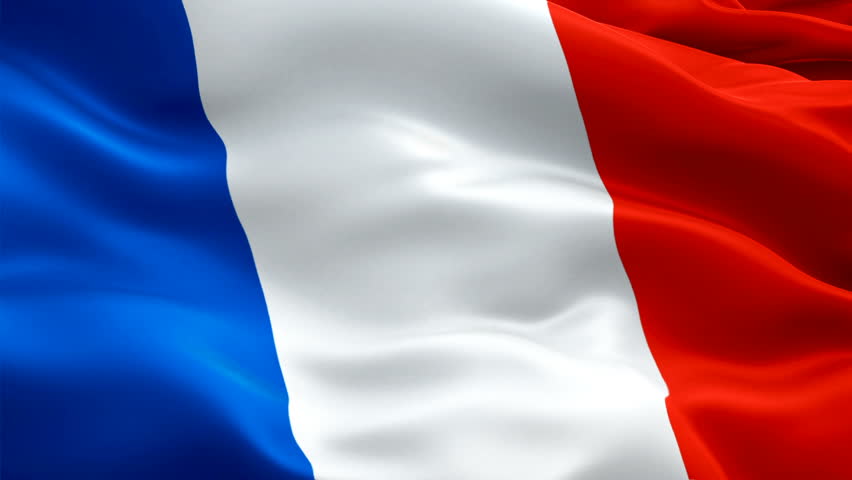French flag waving in wind video footage Full HD. French flag Closeup 1080p Full HD 1920X1080 footage video waving in wind. National 3d French flag waving. Sign of France seamless loop animation.  Royalty-Free Stock Footage #1019792065