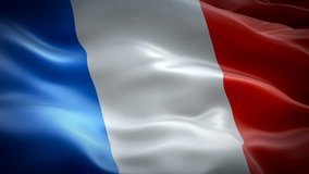 France waving flag. National 3d French flag waving. Sign of France seamless loop animation. French flag HD resolution Background. France flag Closeup 1080p Full HD video for presentation

