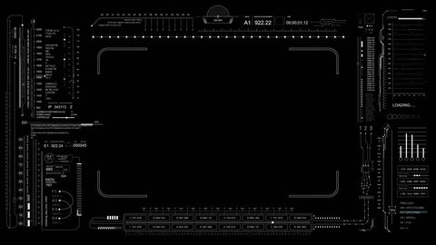 HUD frame viewfinder.Good for tech video overlay.Technological futuristic Sci Fi display.Black and white to use for Alpha channel as template for your video.Type 2