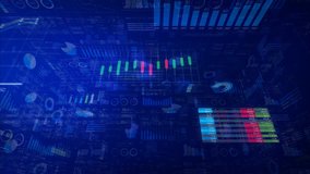Stock exchange data and charts showing increasing profits. Financial background with pie, bar and line animated charts. Economy. Technology. - Powered by Shutterstock - Get 15% off with code: PIKWIZARD15