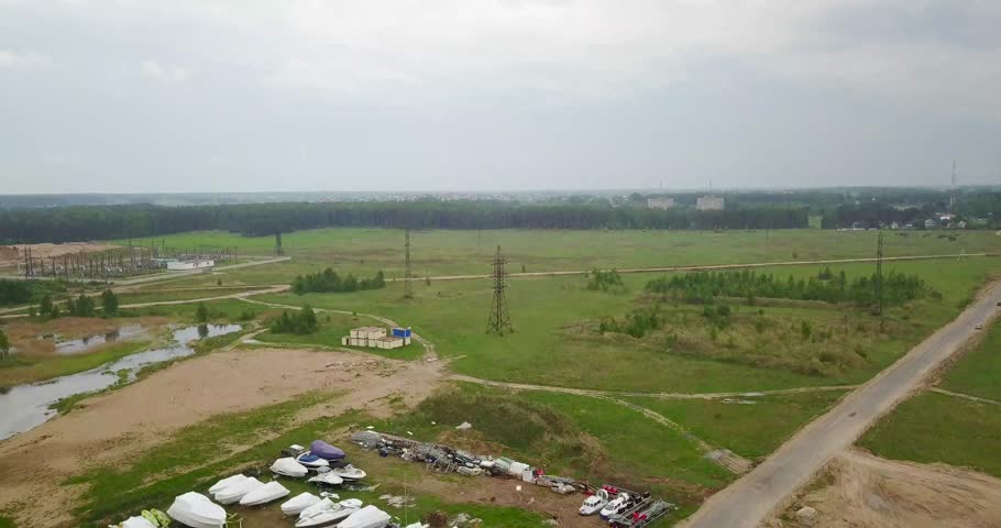 view from the top of the river with the parking of yachts, kterov