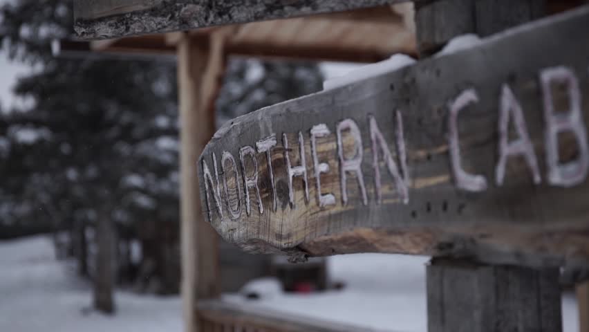 Cabin in the winter woods in Whitehorse Yukon Canada North Cold Snow Lodge