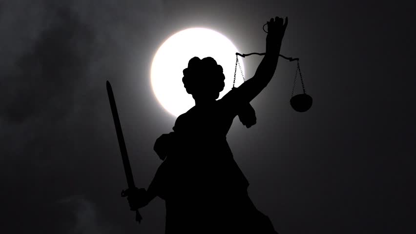 Lady Justice of Frankfurt, Full Moon and Clouds Time Lapse
