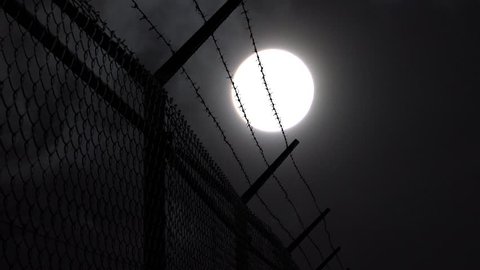 Barbed Wire Silhouette, Full Moon Timelapse