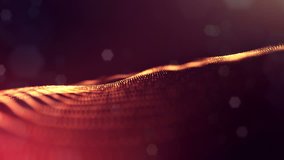 4k interesting abstract looped backgrounds with luminous particles with depth of field. suitable for holiday presentations, as a bright interesting background with light effects. Golden red lines 34