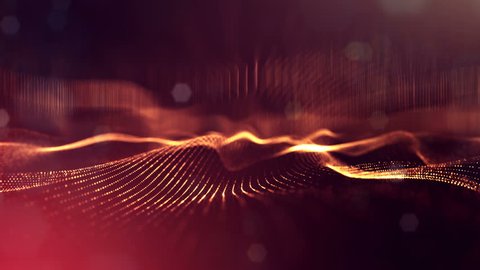 4k interesting abstract looped backgrounds with luminous particles with depth of field. suitable for holiday presentations, as a bright interesting background with light effects. Golden red lines 27