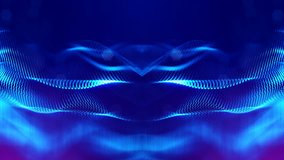 4k interesting abstract looped backgrounds with luminous particles with depth of field. suitable for holiday presentations, as a bright interesting background with light effects. Blue lines 14