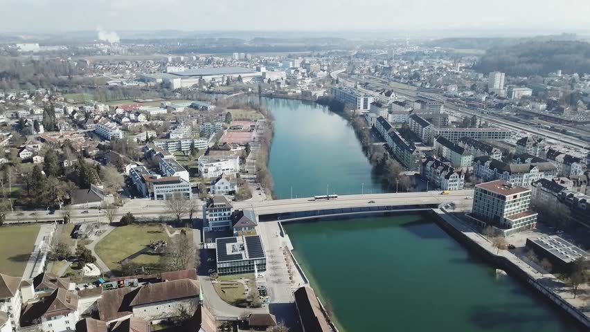Aerial view of Solothurn, the capital of the canton of Solothurn in Switzerland. 