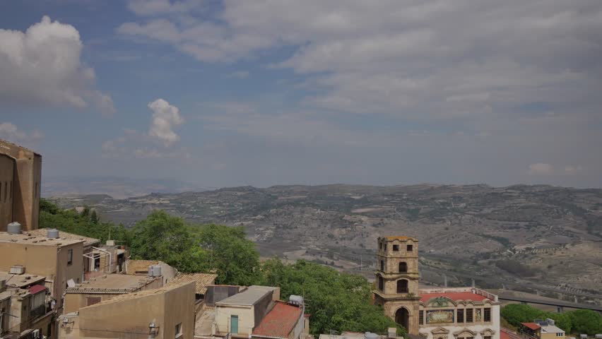 View from bell tower in Caltagirone, Sicily. Architecutre of Italy.