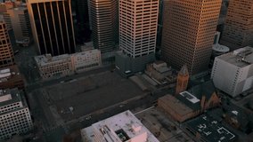 4k aerial drone footage - Sunrise over the city of Denver Colorado.  