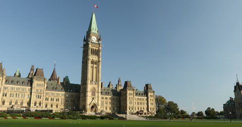 Parliament Hill and government buildings in the Canadian capital city of Ottawa Ontario