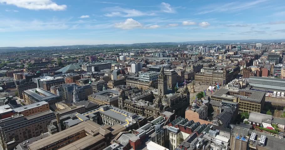 aerial view glasgow drone during sunny Stock Footage Video (100% ...