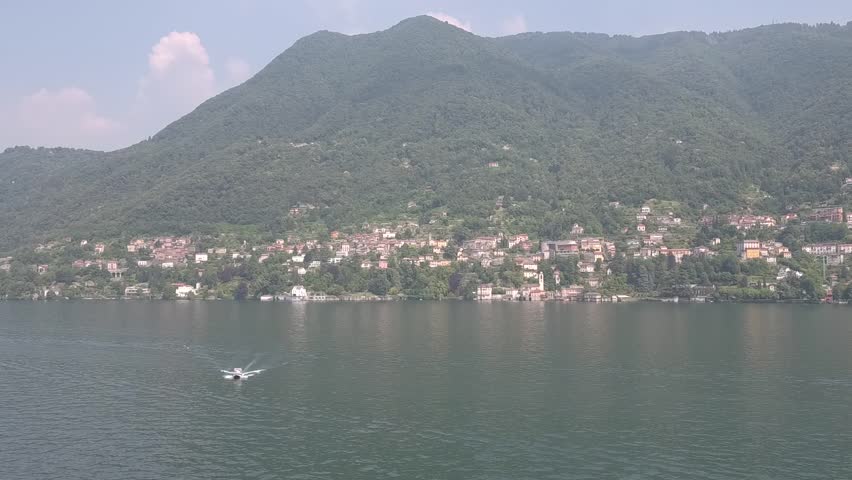 Aerial footage drone view of Manor Villa Plane Tree, in Como on Lake Lombardia Italy // no video editing