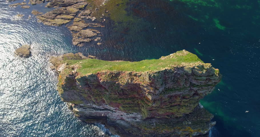 Aerial Fly Back Over Duncansby Head in Scotland