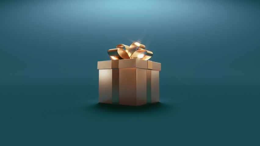 Christmas gift box opens and comes out light, 3d render