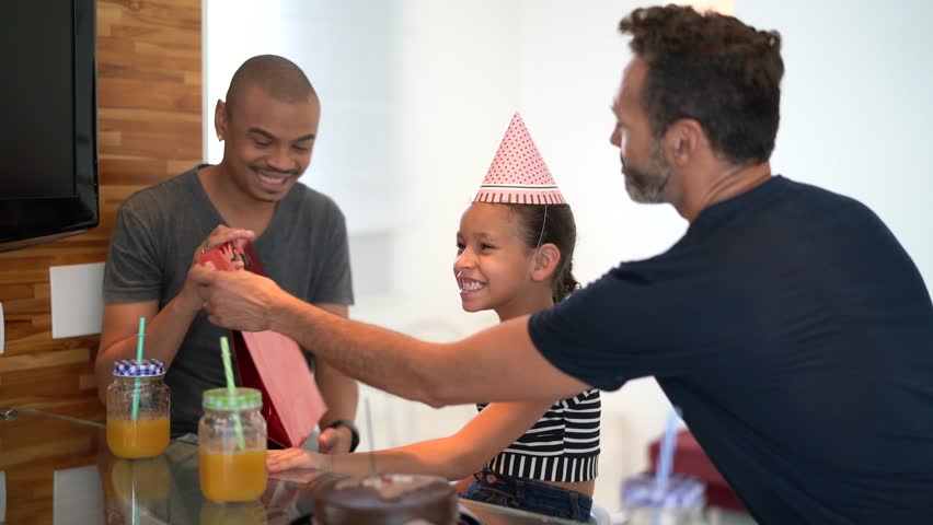 birthday, party, children, gay, family, child, celebration, parent, homosexual, daughter, cute, candle, clapping, girl, 6 years, chocolate, fun, lifestyles, female, dad, adopted, real people, candid, 
