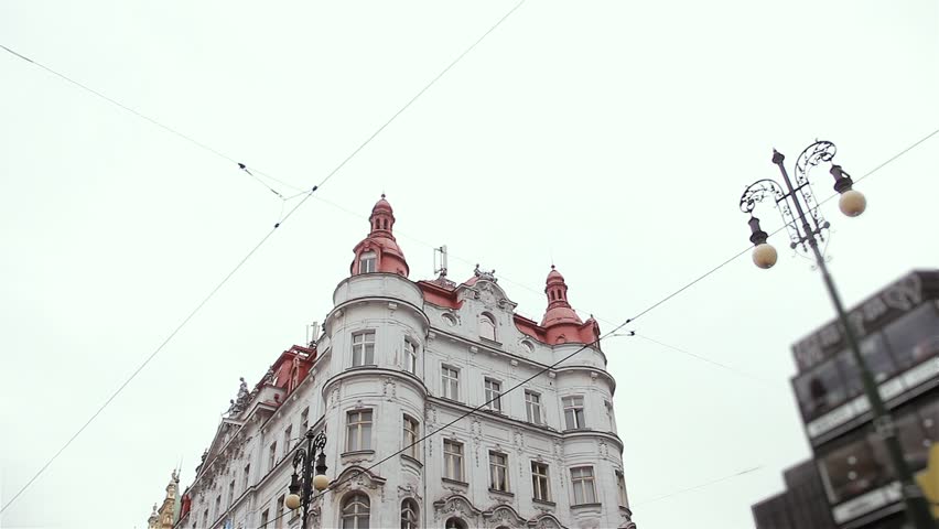 A Tram (called A Streetcar or Trolley in the United States) in the City of Prague, Czech Republic.