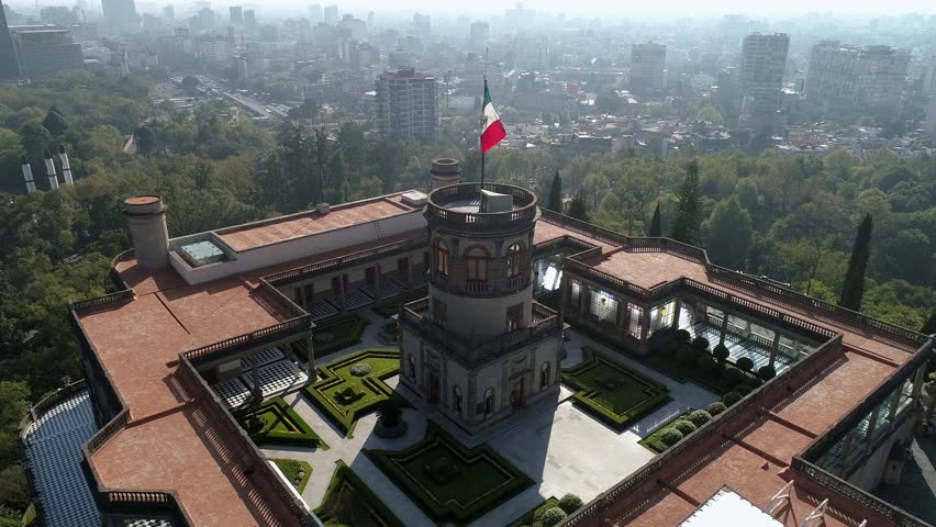 CIRCA, Mexico City, Novembrer, 2018. Aerial top view of Chapultepec Castle in Mexico City 