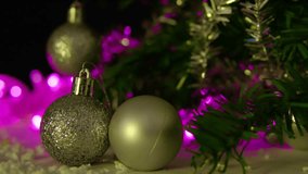 Footage of balls and tree Christmas. Christmas day