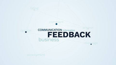 feedback reaction online assessment evaluation business client comment support communication talk animated word cloud background in uhd 4k 3840 2160.
