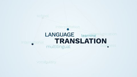 translation language multilingual learning communication education interpretation business international vocabulary school animated word cloud background in uhd 4k 3840 2160.