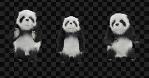 panda  CG fur 3d rendering animal realistic CGI VFX Animation  Loop alpha dance Silly Dancing Jumping Cross Jumps animals