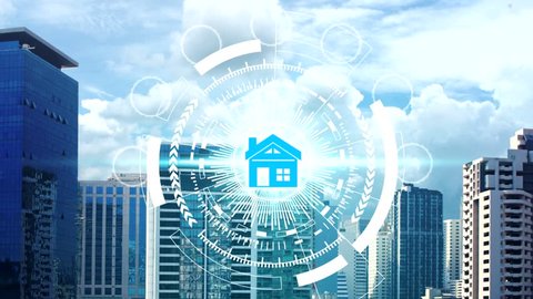 property investment icons over the Network connection on property background, Property investment concept.