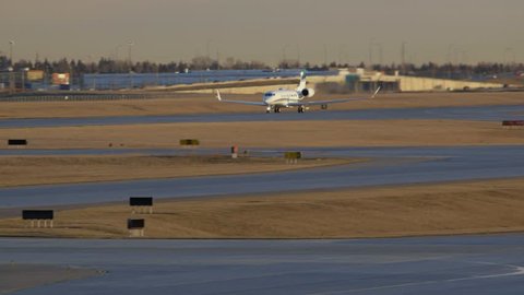 CALGARY, AB - Nov 20, 2018 a Skyservice Business Aviation Gulfstream takes off from Calgary International Airport