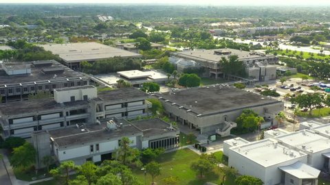 MIAMI, FL, USA - NOVEMBER 10, 2018: Aerial drone footage of MDCC Miami Dade Community College Kendall Campus