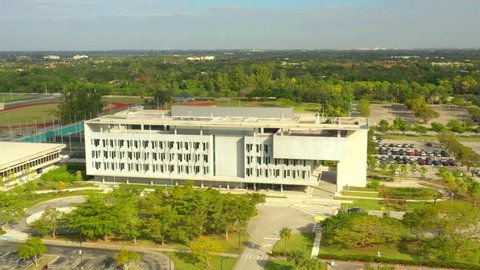 MIAMI, FL, USA - NOVEMBER 10, 2018: Aerial drone footage of MDCC Miami Dade Community College Kendall Campus