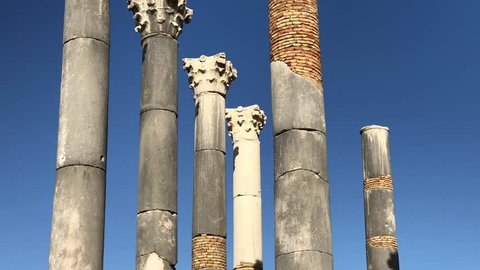Ruins of ancient roman temple Volubilis near to Meknes, Morocco, Africa.