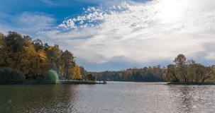 Beautiful Time lapse autumn landscape in forest by the lake