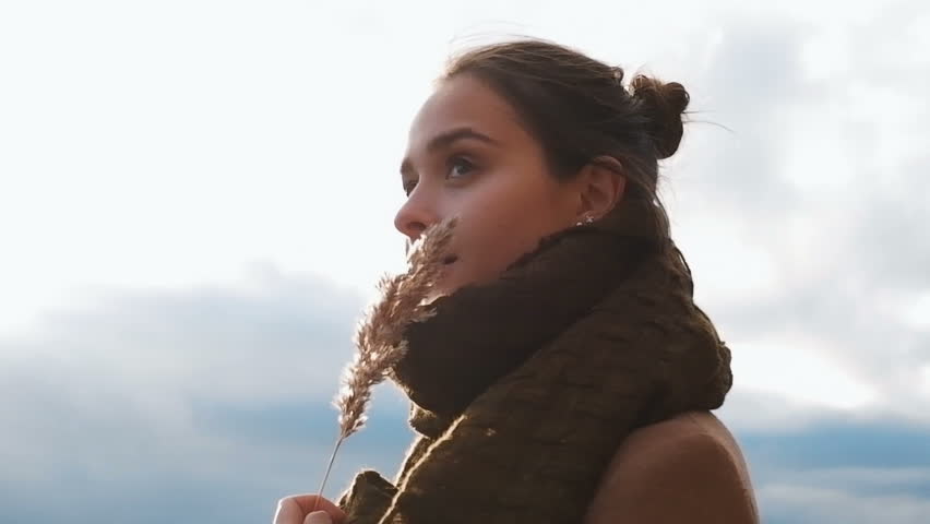 Close-up of girl with romantic look