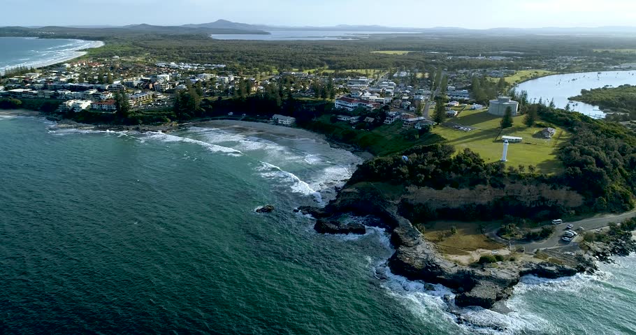 Yamba, N.S.W / Australia - September 22 2018 -  Main Beach and Clarence River Mouth