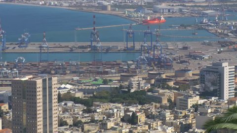 port of Haifa as seen from baha'I viewpoint / Haifa, Israel