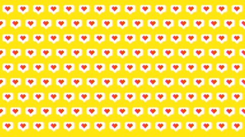 Social Media Pixel Art Like Heart Icons 4K Animation Loopable Background.