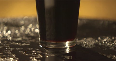 Dark beer in a glass.