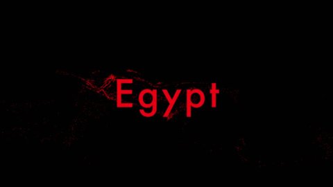 “Egypt” Animated Typography. Country Name Reveal with blowing red dust particles