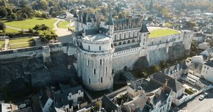 View of gorgeous medieval castle Chateau in Amboise on river Loire, France