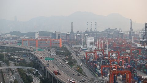 a Kwai Tsing Container Terminals and highway in hK
