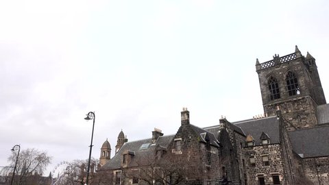 Paisley, Glasgow, Scotland, UK; November 24th 2018: Pan right along the south wall of the abbey