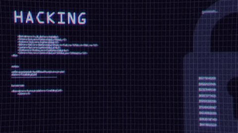 Hacking anonymous programming code running on a computer screen terminal in blue color 
