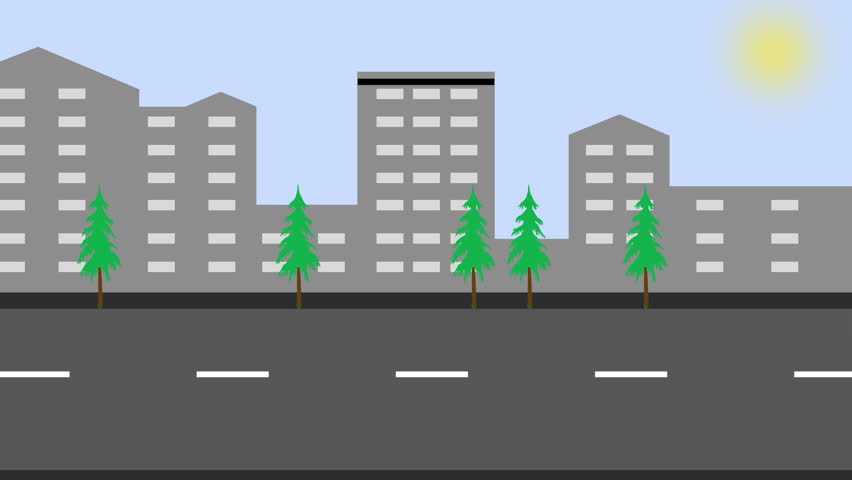 Cartoon City Traffic. Animated Street Stock Footage Video (100% Royalty
