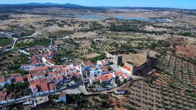 Castle of Terena in Alentejo, Portugal. 4k Drone  Video 