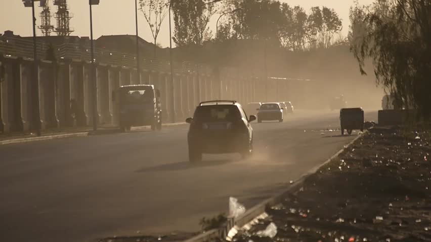 Dust road in China Beijing