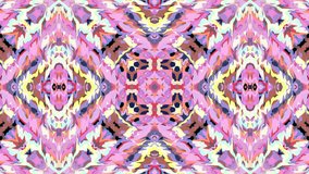 Kaleidoscopic video background. Multicolored loop pattern. Very complex ethnic design.