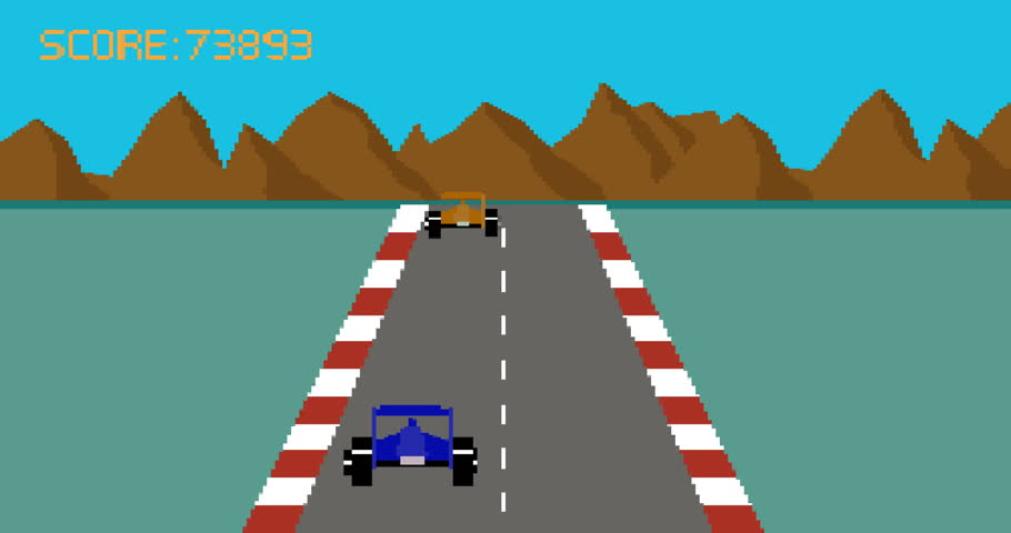 Retro pixel art style race car video game cartoon animation Royalty-Free Stock Footage #1020096601