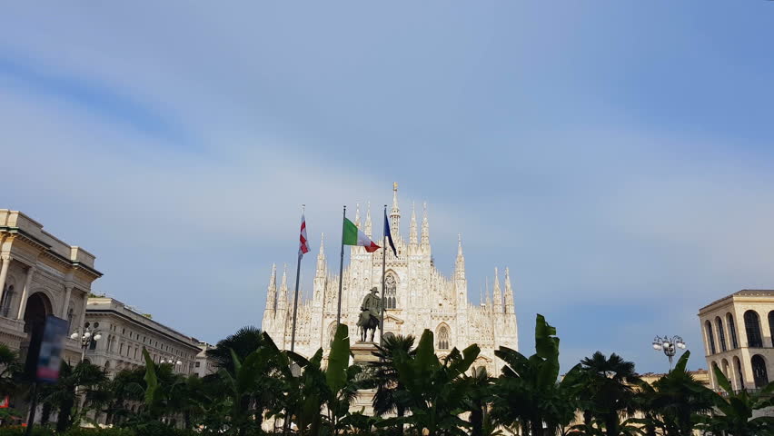 Statue of Vittorio Emanuele on Piazza del Duomo in front of Milan Cathedral